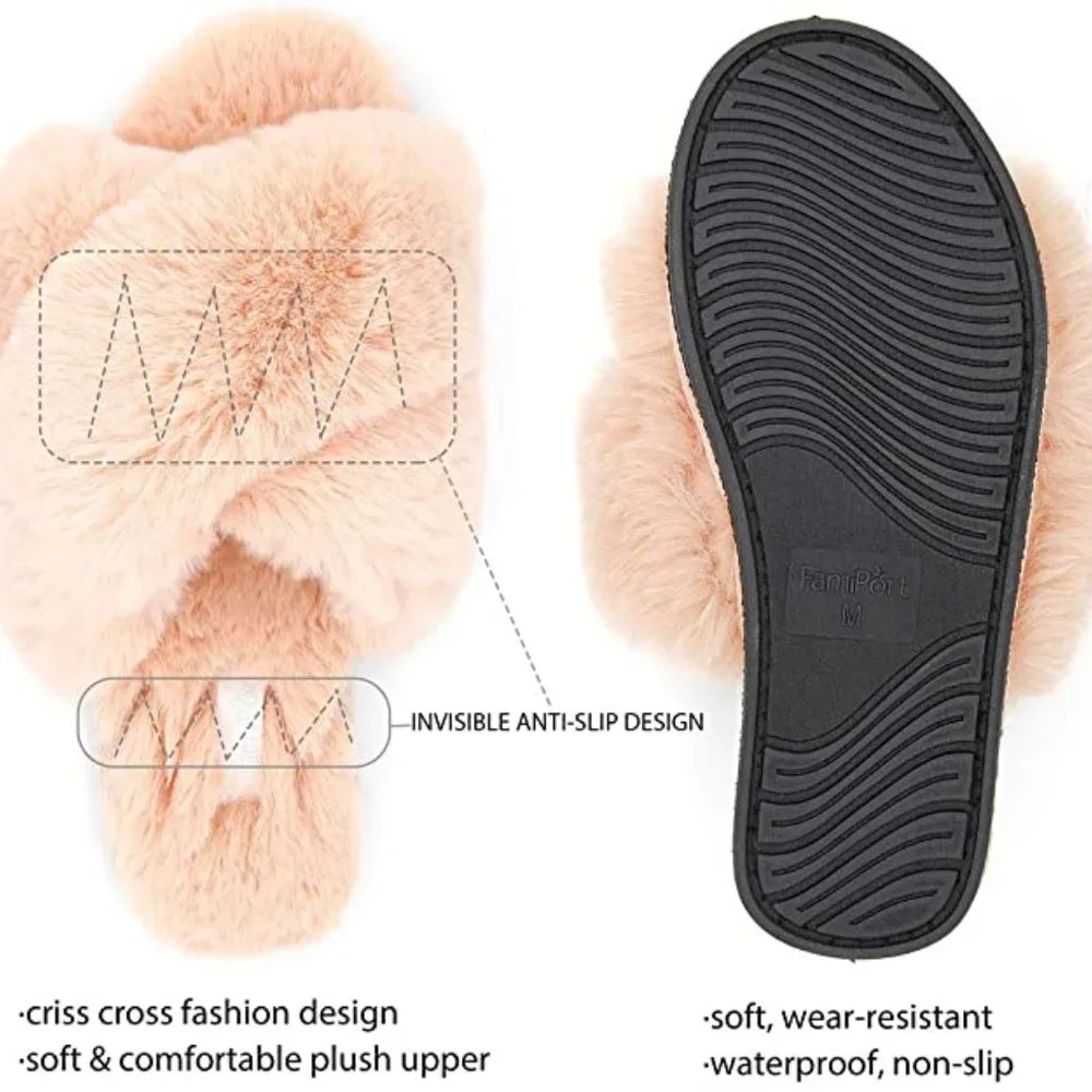 SALE!!Women Bunny Fur Cushioned Non-Slip Indoor/Outdoor Slippers - Picture 6 of 6